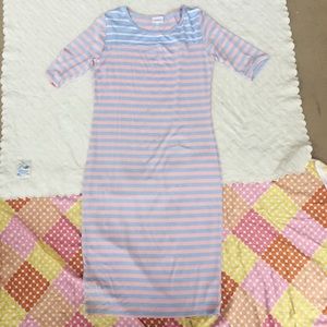 S / LulaRoe pink & purple striped dress